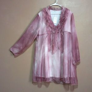 NWT Unique layered sheer with t-shirt full lining dress,, sz XXL